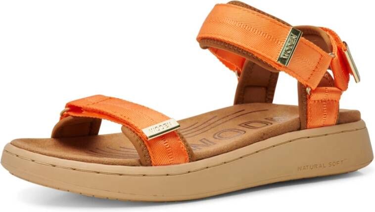 Woden Comfortabele Textiel en Rubber Sandaal Orange Dames