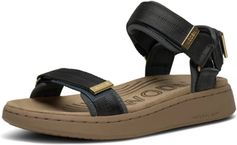 Woden Flat Sandals Black Dames