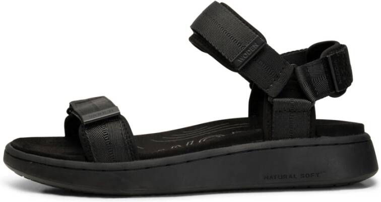 Woden Flat Sandals Zwart Dames