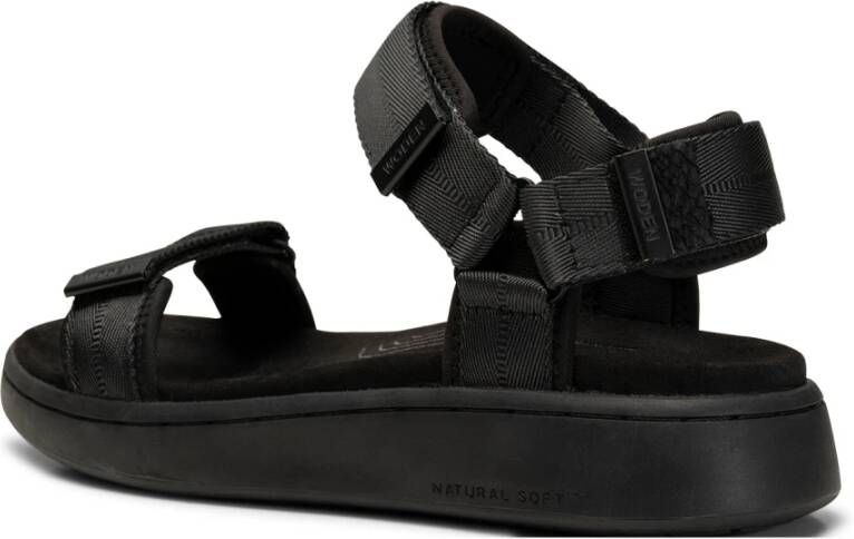 Woden Flat Sandals Zwart Dames