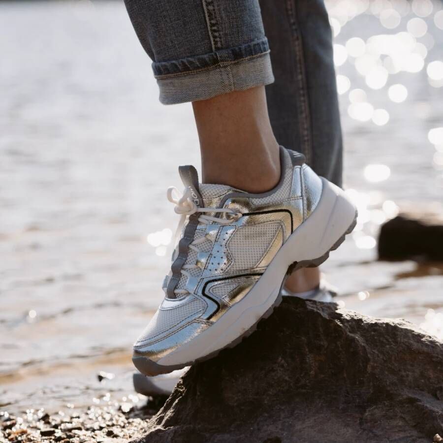 Woden Metallic Sneaker met Dikke Zool Gray Dames