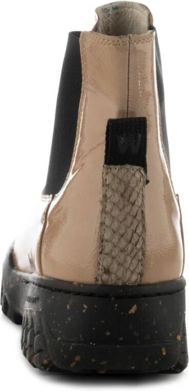 Woden Moderne Gekreukte Leren Laars Beige Dames