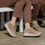 Woden Leren Plateau Sneaker met Visleer Details Beige Dames - Thumbnail 7