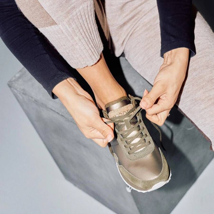 Woden Nora III metallic nylon sneakers Groen Dames