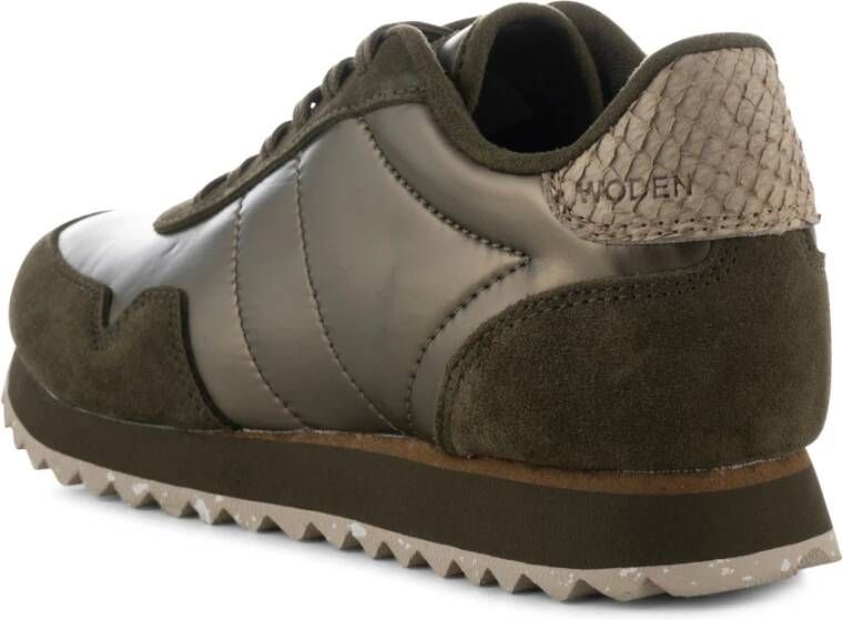 Woden Nora III metallic nylon sneakers Groen Dames
