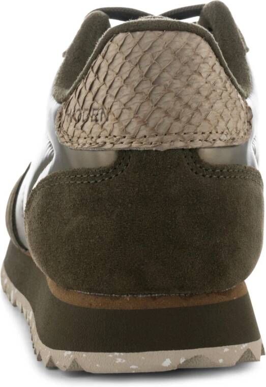 Woden Nora III metallic nylon sneakers Groen Dames