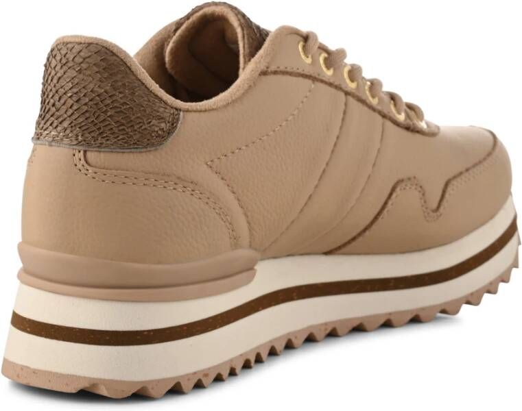 Woden Nora III volle lederen plateau sneakers Beige Dames