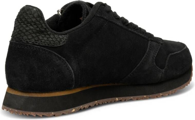 Woden Suede Rits Sneakers Zwart Dames