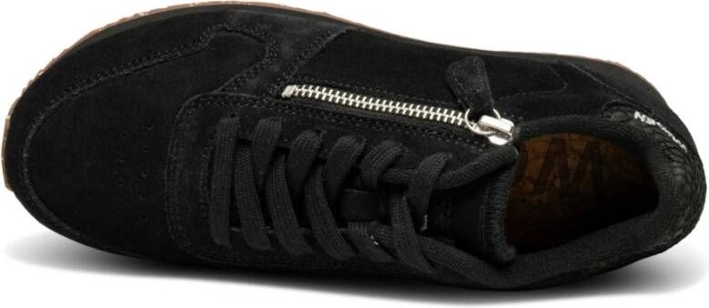 Woden Suede Rits Sneakers Zwart Dames