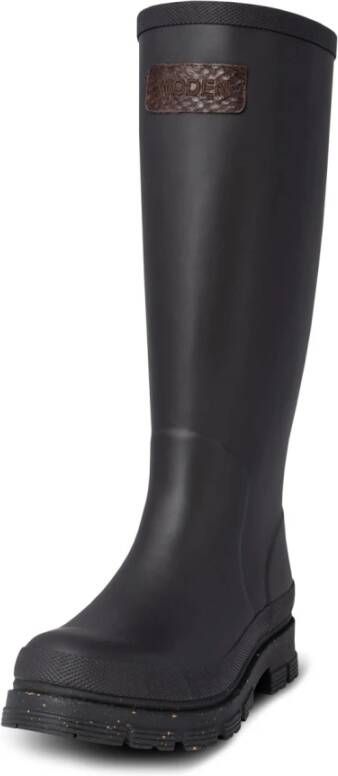 Woden Waterdichte hoge rubberen laars Black Dames