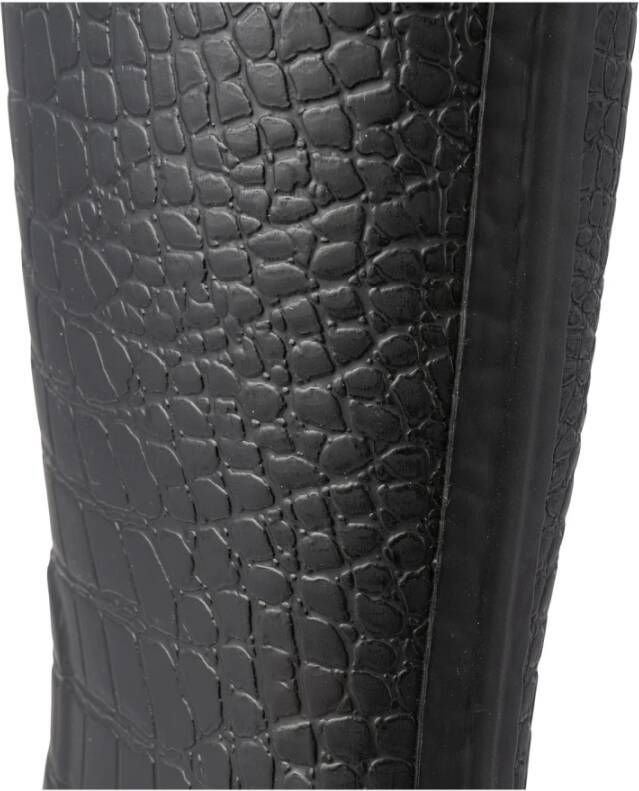 Woden Waterdichte Krokodillenprint Regenlaars Black Dames