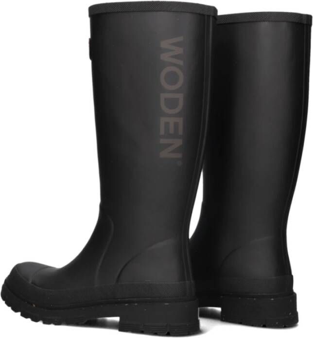 Woden Waterdichte regenlaarzen stijlvol ontwerp Black Dames