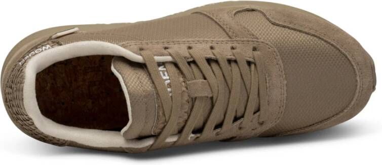 Woden Waterdichte Sneaker met Gerecycled Nylon en Leren Details Beige Dames