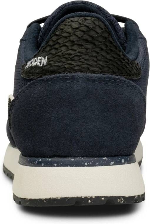 Woden Waterdichte Sneaker met Gerecycled Nylon en Leren Details Blauw Dames