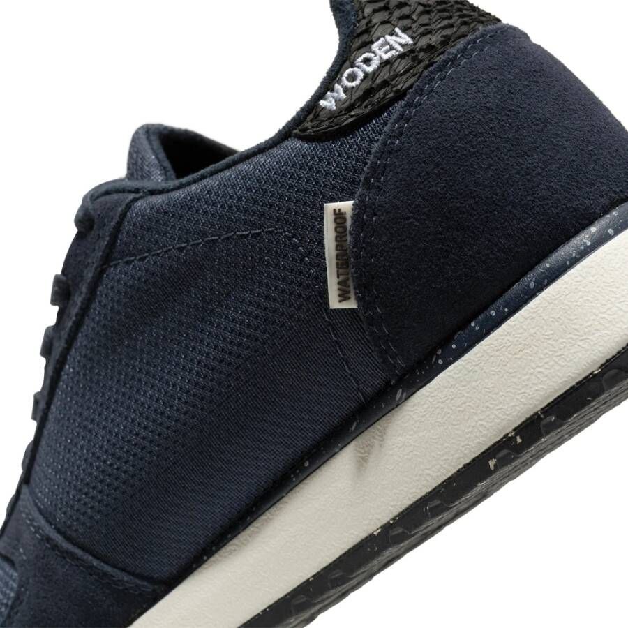 Woden Waterdichte Sneaker met Gerecycled Nylon en Leren Details Blauw Dames