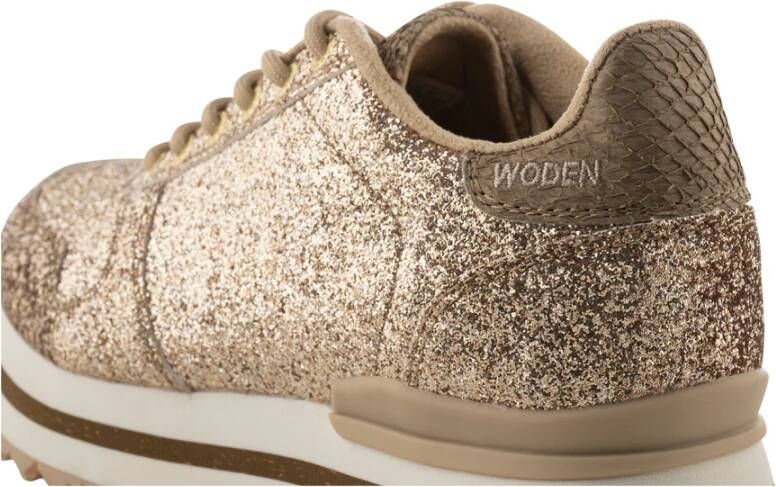 Woden Ydun Glitter Plateau Beige Dames