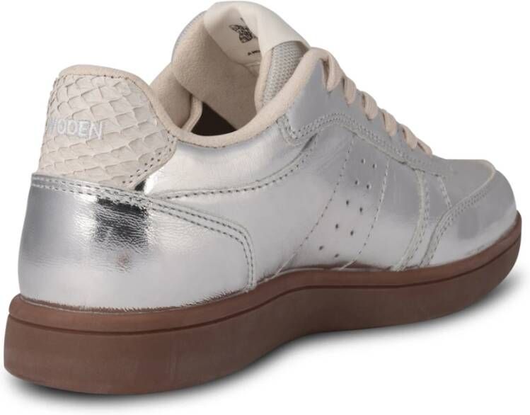 Woden Zilver Metallic Leren Sneaker Gray Heren