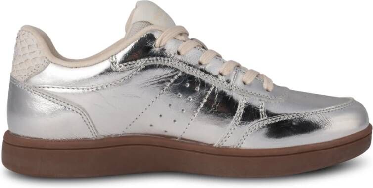Woden Zilver Metallic Leren Sneaker Gray Heren