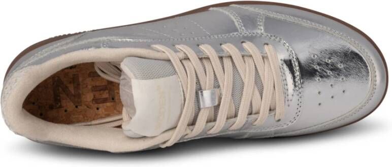 Woden Zilver Metallic Leren Sneaker Gray Heren