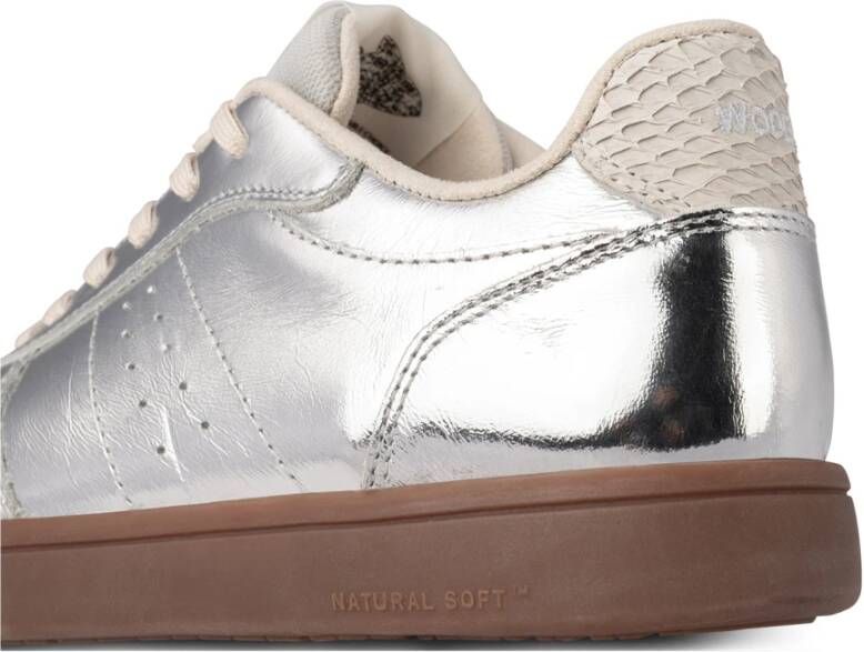 Woden Zilver Metallic Leren Sneaker Gray Heren