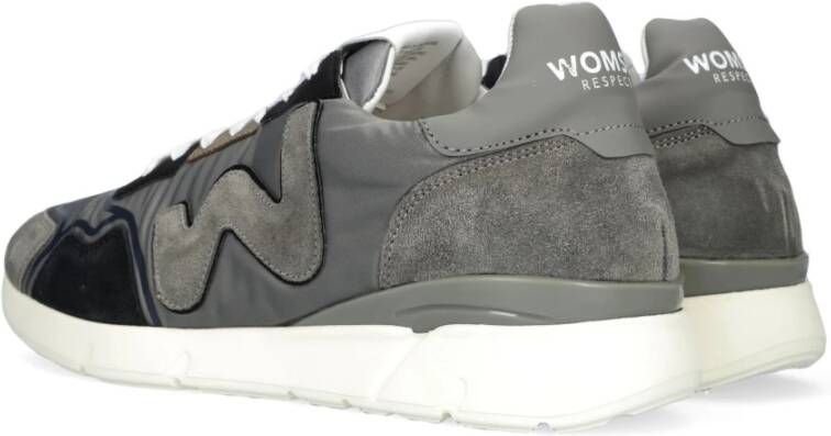 Womsh Grijze Lage Sneaker Runny Nylon Suède