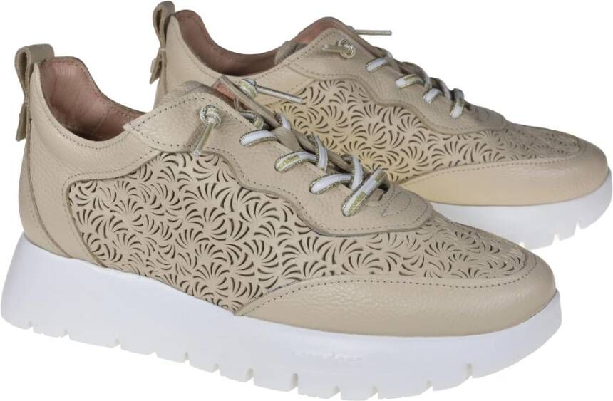 Wonders Beige Leren Cairo Sneaker Beige Dames