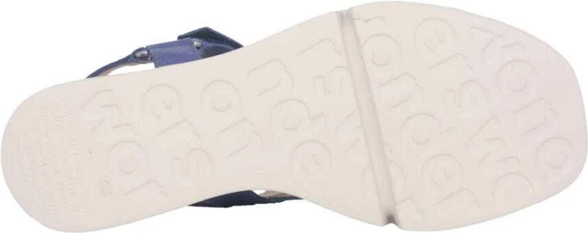 Wonders Blauwe damessandaal klittenbandsluiting
