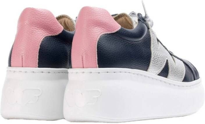 Wonders Blauwe Leren Dames Sneaker Multicolor Dames