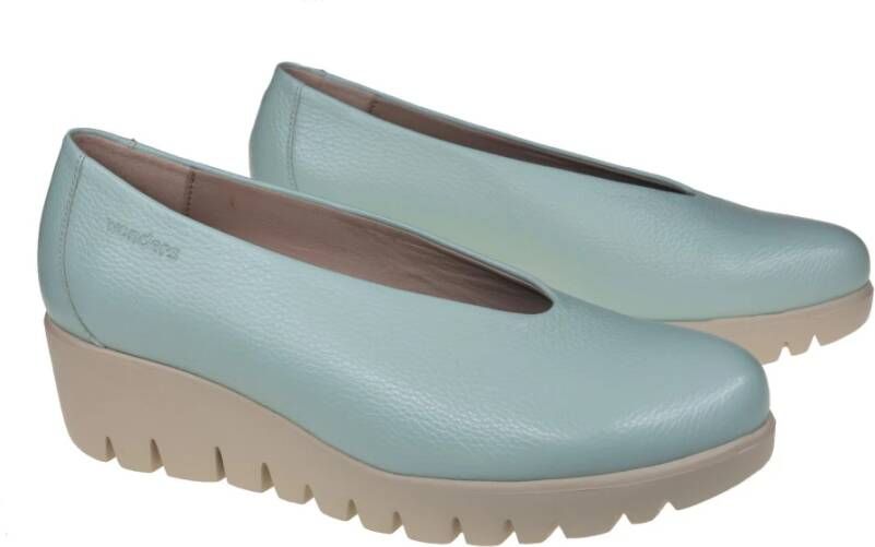 Wonders Blauwe Leren Loafer Instap Schoen Blue Dames