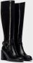 Wonders Zwarte Vega Biker Style Leren Laars Black Dames - Thumbnail 2