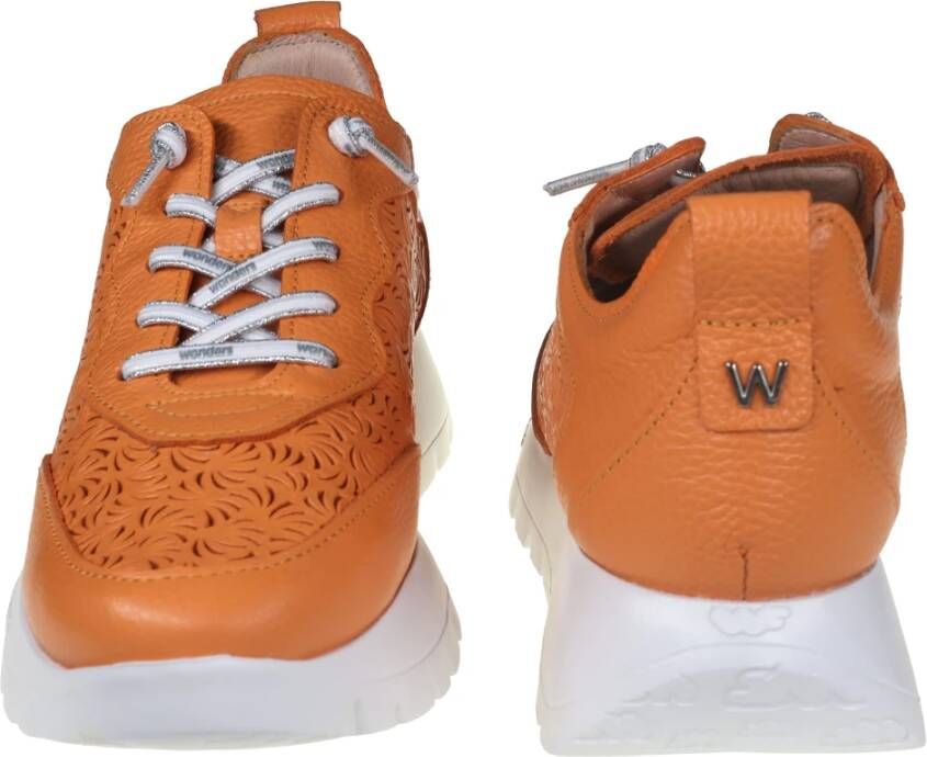 Wonders Oranje Leren Urban Sneakers Orange Dames