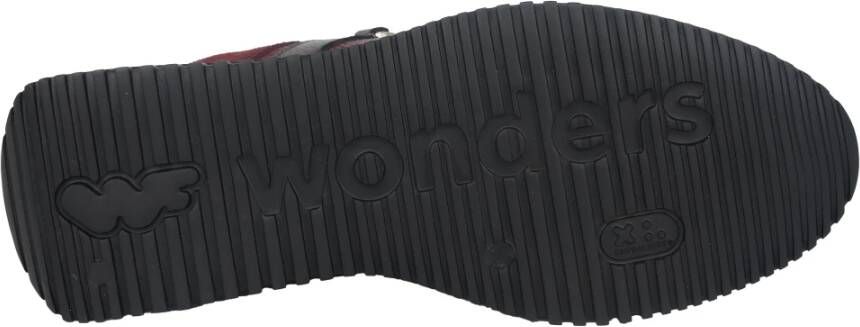 Wonders Rode Sneaker Leer Suède Mix