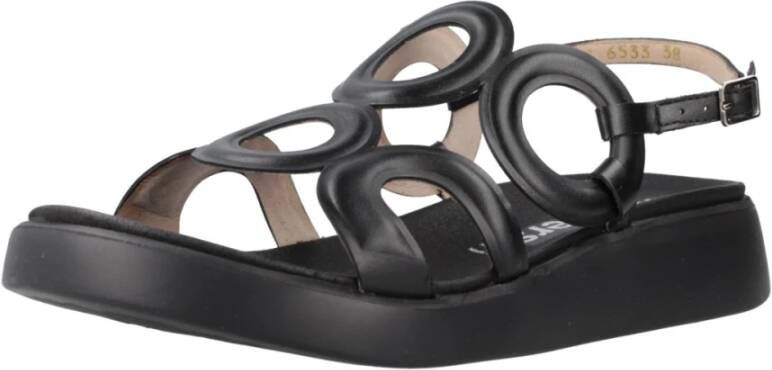 Wonders Stijlvolle platte sandalen voor vrouwen Black Dames