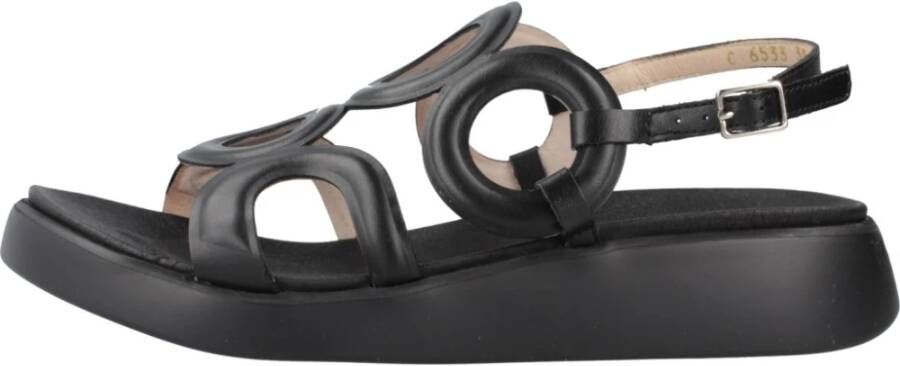 Wonders Stijlvolle platte sandalen voor vrouwen Black Dames