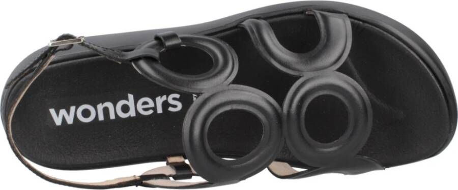 Wonders Stijlvolle platte sandalen voor vrouwen Black Dames