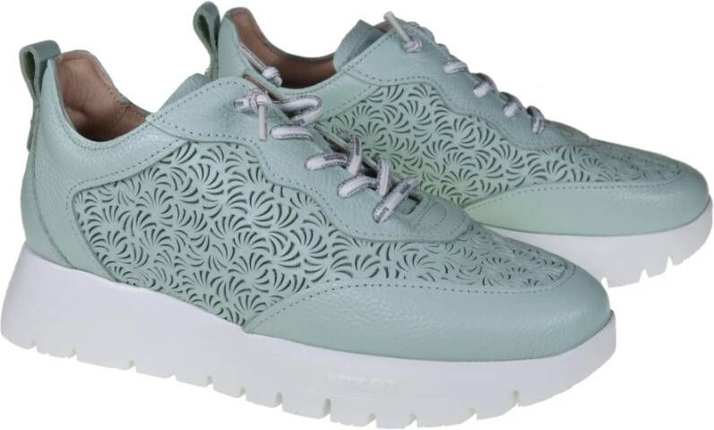 Wonders Groene Leren Urban Sneaker Green Dames