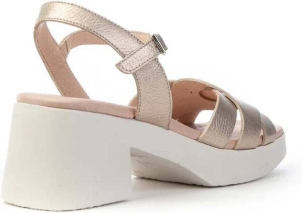 Wonders Premium Leren Hoge Hak Sandalen Beige Dames