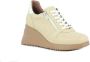 Wonders Florale Openwork Sneaker met Rits en Vetersluiting Beige Dames - Thumbnail 2