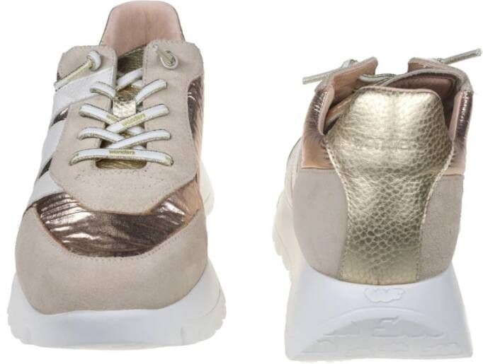 Wonders Stijlvolle Urban Sneaker met MemoryGel Binnenzool Beige Dames