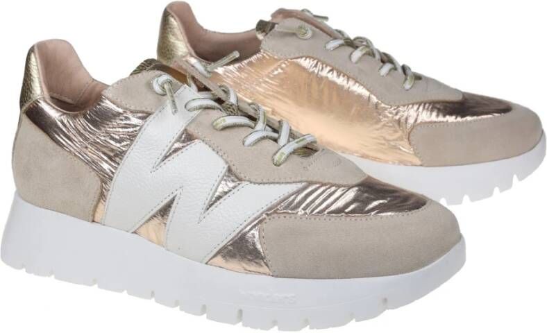 Wonders Stijlvolle Urban Sneaker met MemoryGel Binnenzool Beige Dames