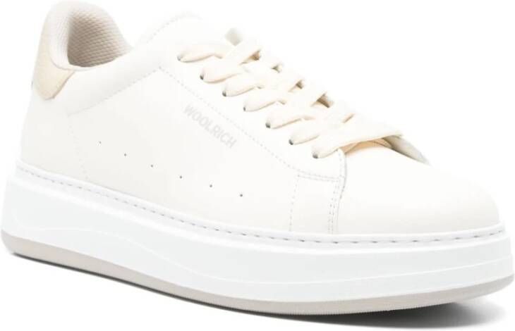 Woolrich Beige Sneakers Veters Rubberen Zool