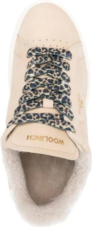 Woolrich Crème Shearling Gevoerde Platform Sneakers