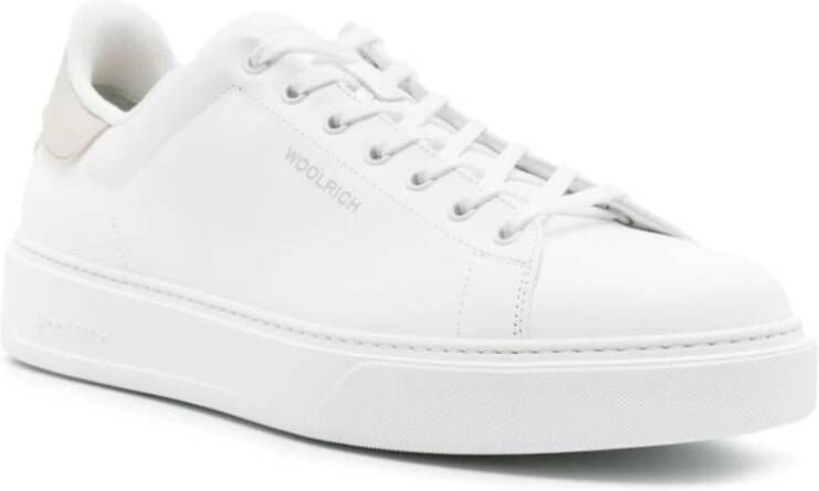 Woolrich Wit Leren Logo Patch Sneakers White Heren