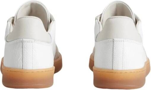 Woolrich Witte leren sneakers met beige details