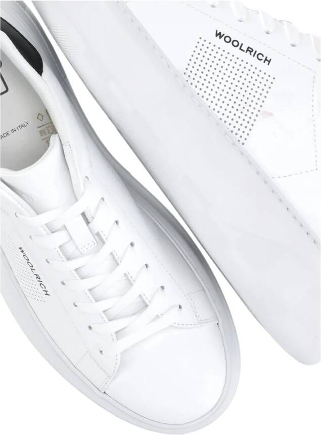 Woolrich Witte Leren Sneakers met Geperforeerde Details White Dames