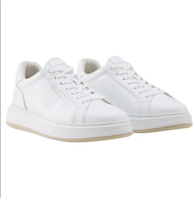 Woolrich Witte leren sneakers met uitneembare binnenzool White Heren