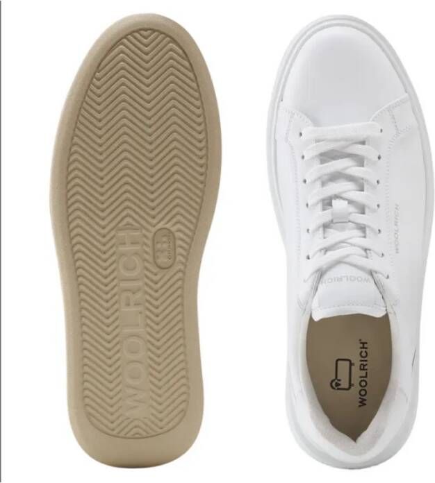 Woolrich Witte leren sneakers met uitneembare binnenzool White Heren