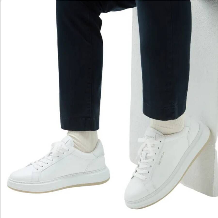 Woolrich Witte leren sneakers met uitneembare binnenzool White Heren