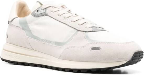Woolrich Witte Sneakers Veters Rubberen Zool Logo