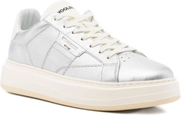 Woolrich Zilveren Leren Platform Sneakers